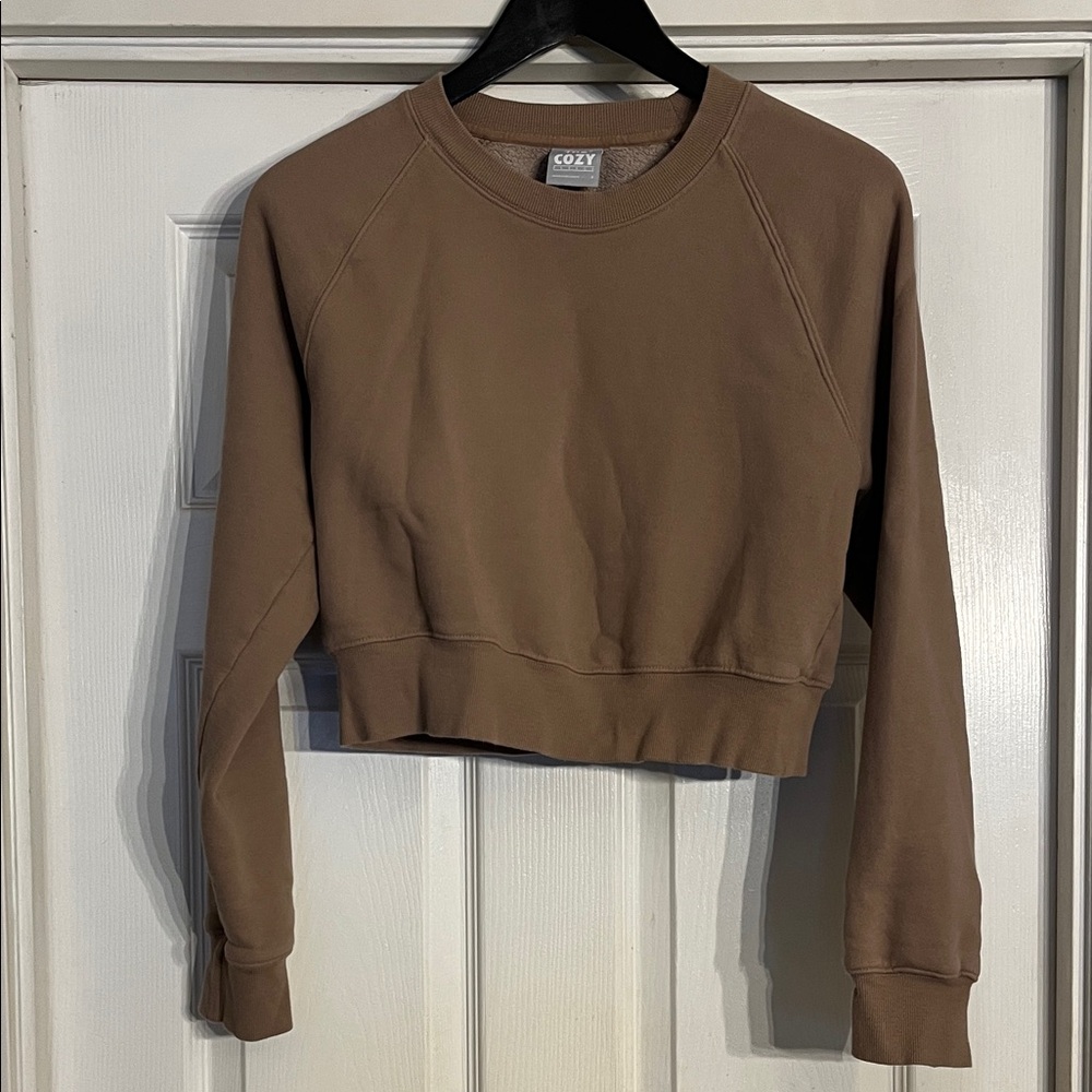 TNA Cozy Fleece Cropped Crew Neck Sweatshirt